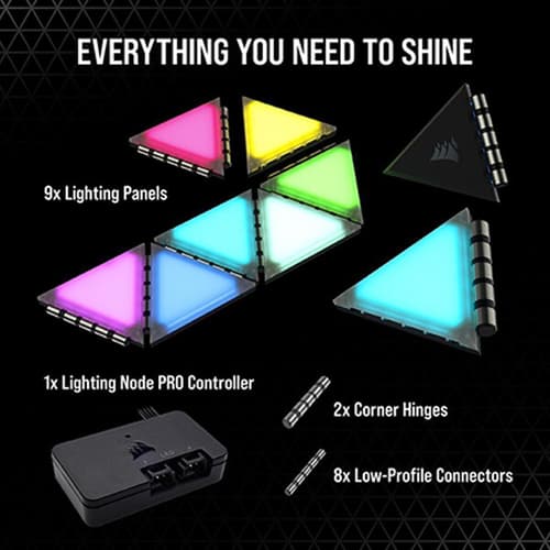 Corsair iCUE LC100 Mini Triangle Case Accent RGB Lighting Panels (9X Tile Starter Kit)